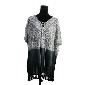 2chillies Australia Swimwear Cover Up Dress Gray Zebra Tie Dye 100% Cotton M